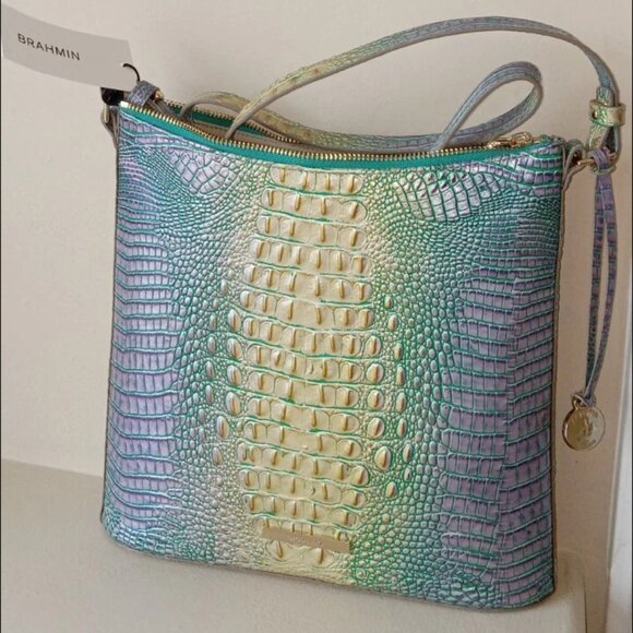 Brahmin Handbags - NWT Brahmin Katie Melbourne Green Multi Ombre Crossbody Purse Handbag